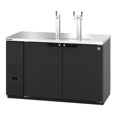 Hoshizaki Refrigerator, Two Section, Black Vinyl Back Bar Direct Draw, Solid Doors,  DD59